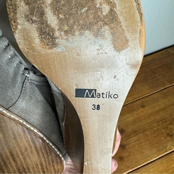 Anthropologie Matiko taupe suede leather tie wedge boots size 38 - Picture 8 of 11